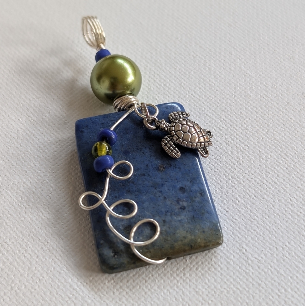 Blue and Green Turtle Pendant Necklace